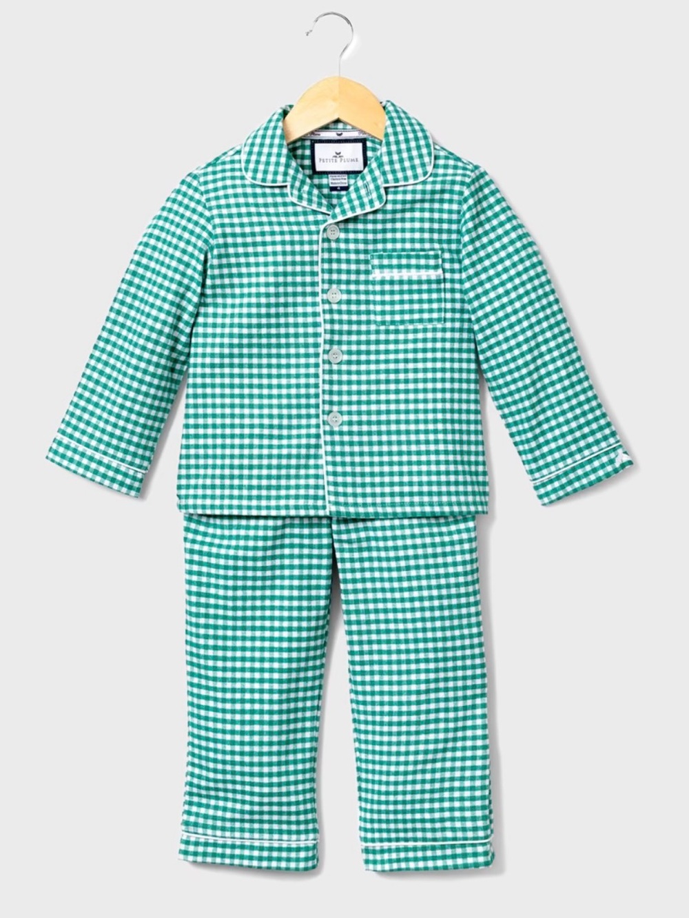 Petite Plume Green Gingham Kids (8) Pajama Set